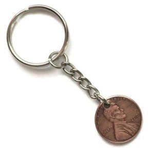 Lucky Penny Keychain Handmade Stainless Steel Copper Unisex